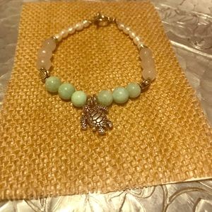 Quartz & Aquamarine Sea Turtle bracelet